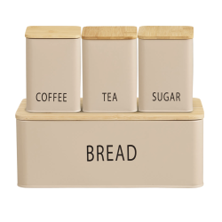 Br�dkasse med 3 d�ser I Metal &amp; bambus | S�t af 4 stk