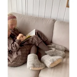 Lysegr� b�rne hjemmesko i uld 