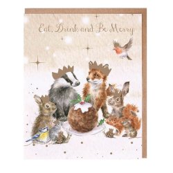 Julekort I �ske med 8 stk + konvelutter I Eat, drink, and be merry
