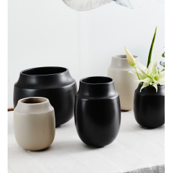 AYA pot/vase, sand finish, Black, D17 x H14 cm