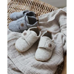 Hjemmesko i uldfilt til b�rn | Beige 