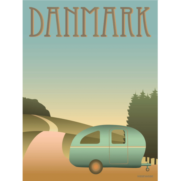 Vissevasse, DANMARK Camping  plakat, 50x70cm