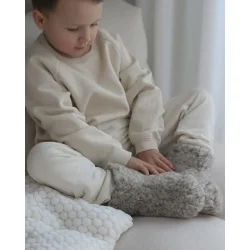 Lysegr� b�rne hjemmesko i uld 