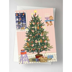 GLOWING CHRISTMAS TREE - greeting card, vissevasse