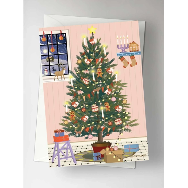 GLOWING CHRISTMAS TREE - greeting card, vissevasse