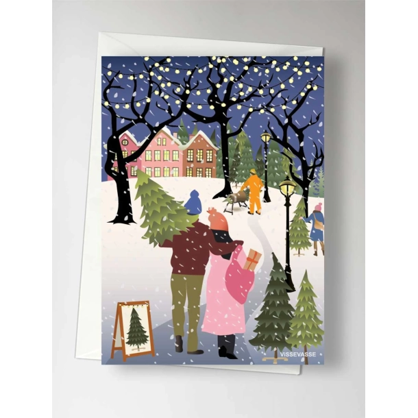BRINGING HOME THE TREE - greeting card, vissevasse