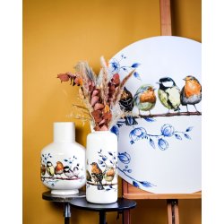 Vase med fugle motiv fra Heinen Delfts Blauw 